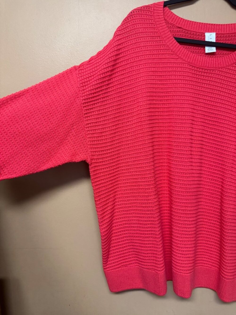 Lane Bryant Livi Coral Pink Pointelle Knit Dolman Sleeve Sweater 22/24 Beachy - Picture 3 of 8